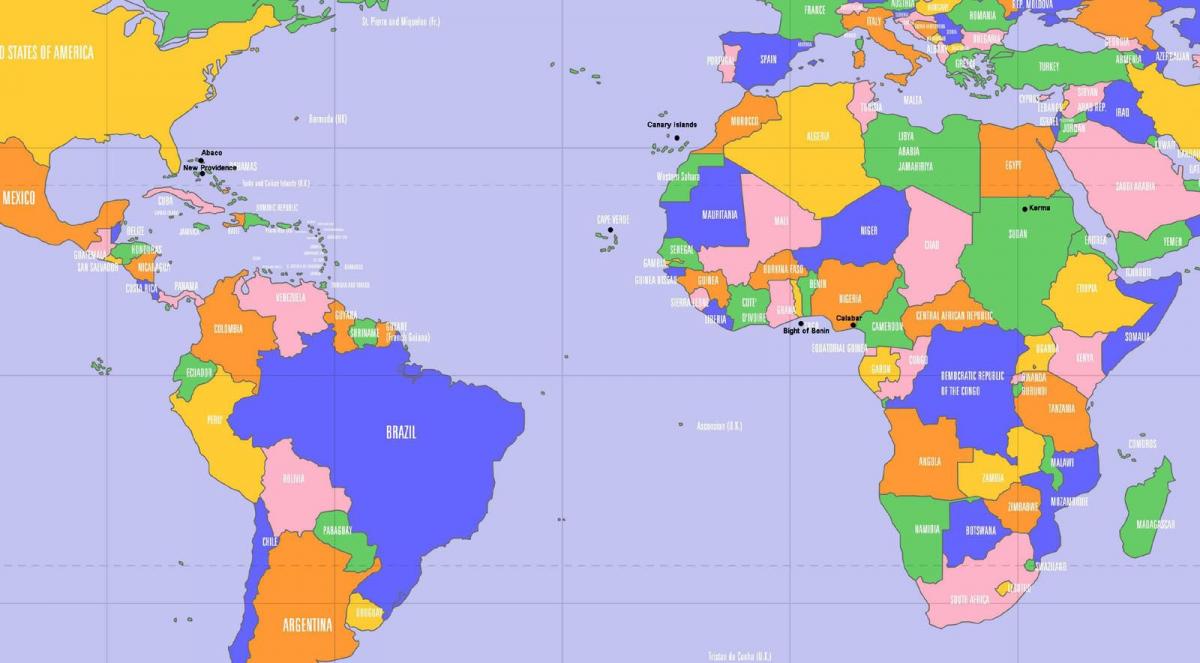 केप वर्डे स्थान पर दुनिया के नक्शे