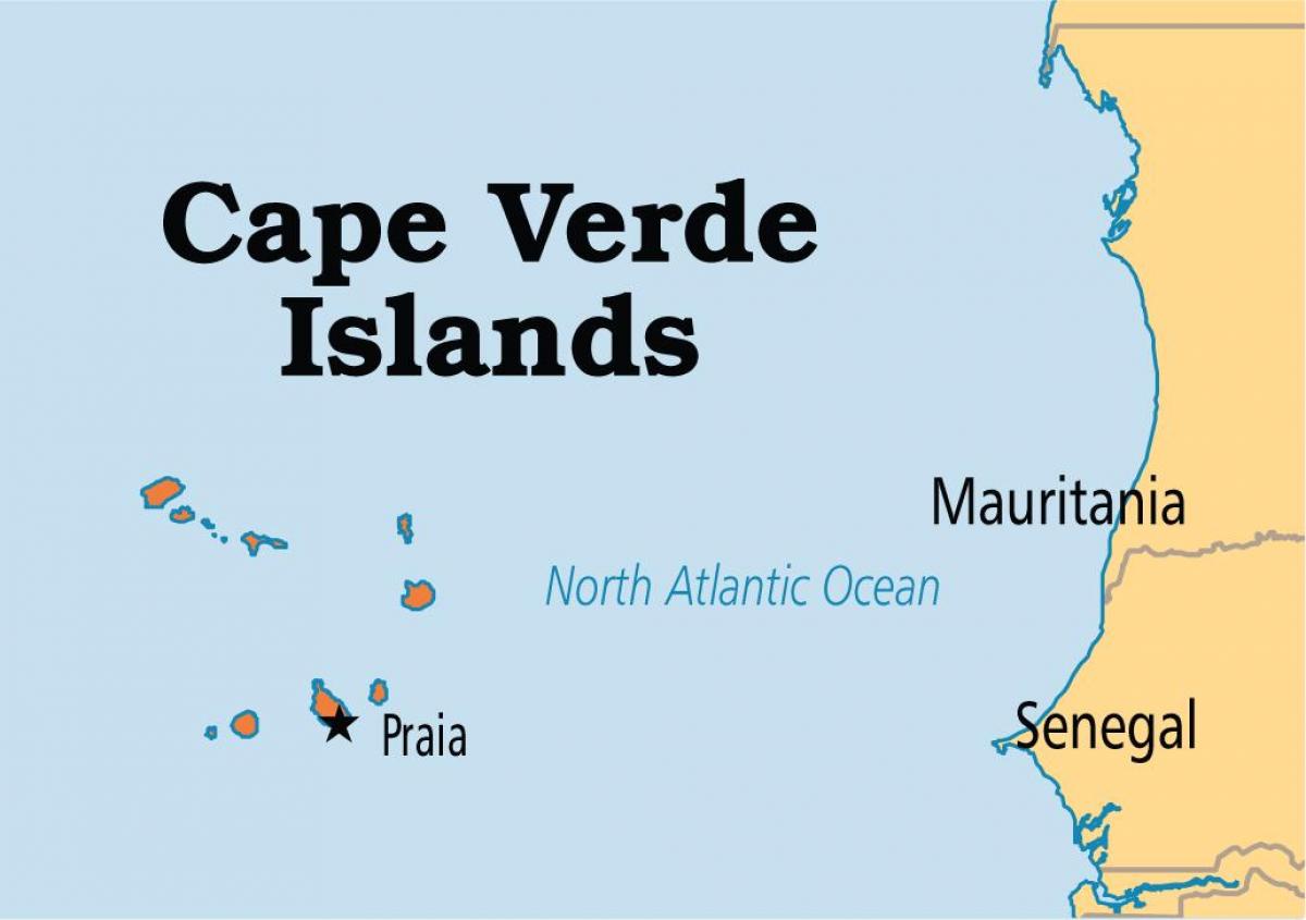नक्शे के साथ नक्शा दिखा रहा है केप वर्दे द्वीप समूह